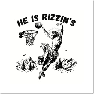 He is Risen Funny Easter, Jesus Playing Basketball T-Shirt Posters and Art